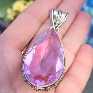 💗Vintage Kunzite Gemstone Pendant Sterling Silver 925